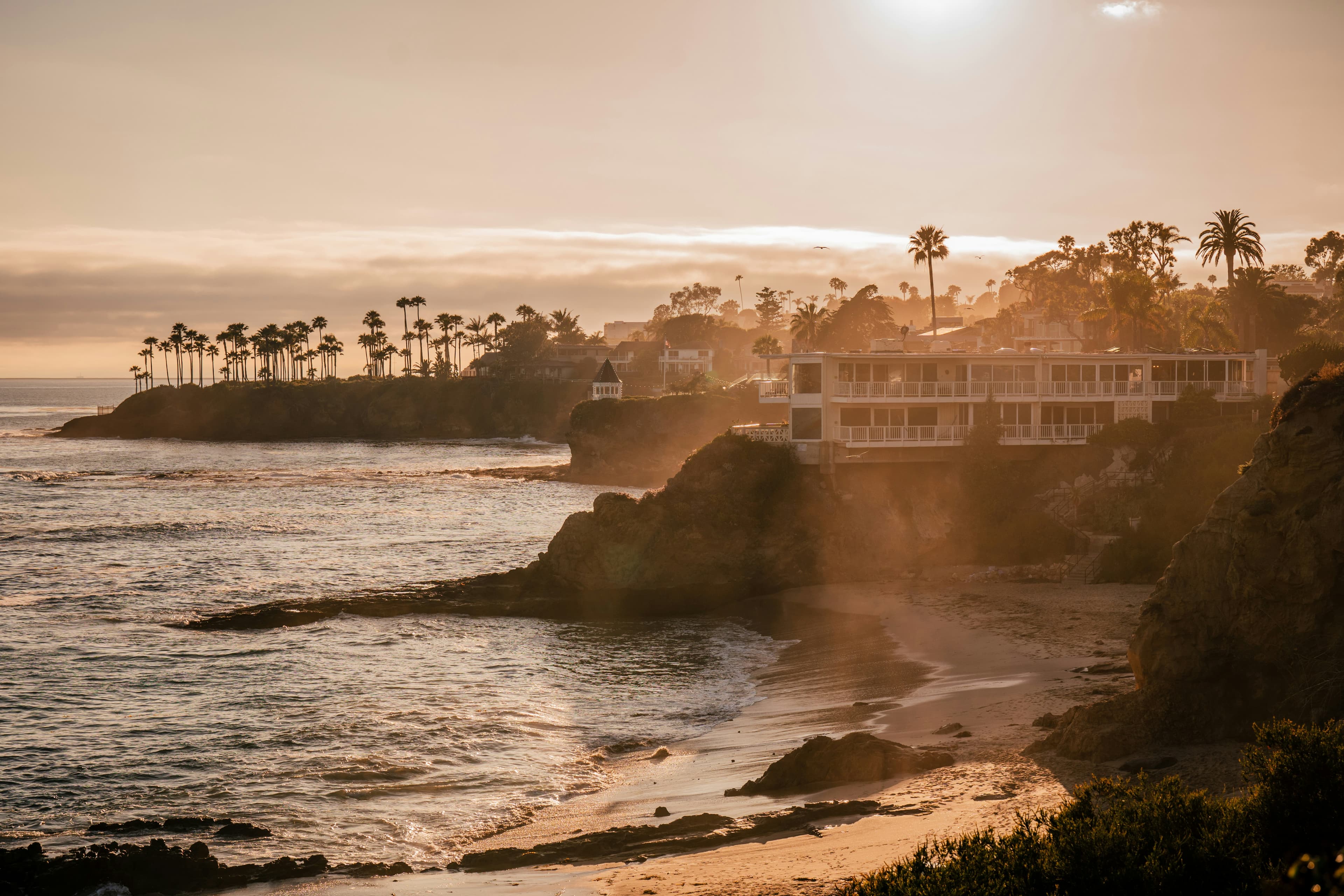 Sunset over a cliffside in Laguna Beach