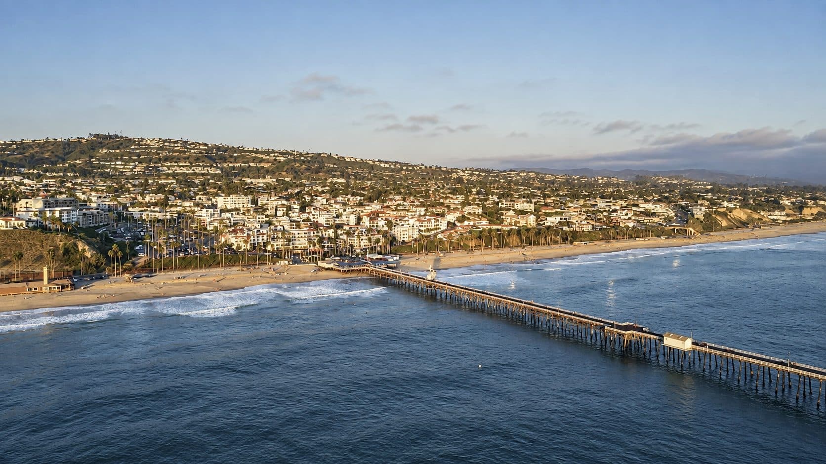 San Clemente coastline and pier at golden hour